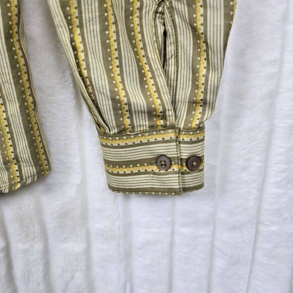 Prana Shirt Men's Yellow/ Mustard Retro Stripe Long Sleeve Button Up Size S - Picture 4 of 13